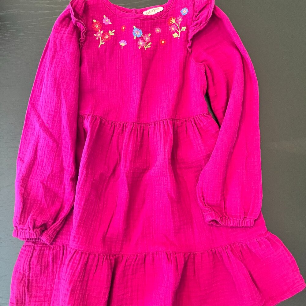 NWOT Cat & Jack Girls Dress – Size S (6/7) – Magenta with Embroidery
